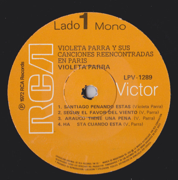 Violeta Parra : Violeta Parra y Sus Canciones Reencontradas En París (LP, Album, Mono)