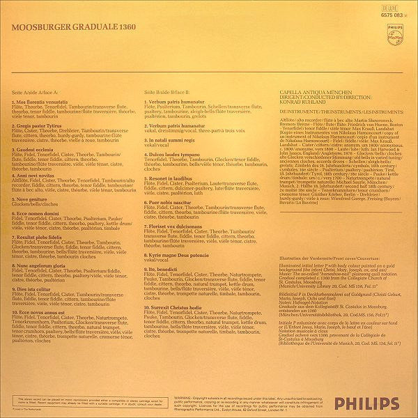 Capella Antiqua München • Konrad Ruhland : Das Moosburger Graduale 1360 (Weihnachts-Cantiones ∙ Christmas Cantiones ∙ Cantiones De Noël) (LP)