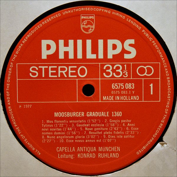 Capella Antiqua München • Konrad Ruhland : Das Moosburger Graduale 1360 (Weihnachts-Cantiones ∙ Christmas Cantiones ∙ Cantiones De Noël) (LP)
