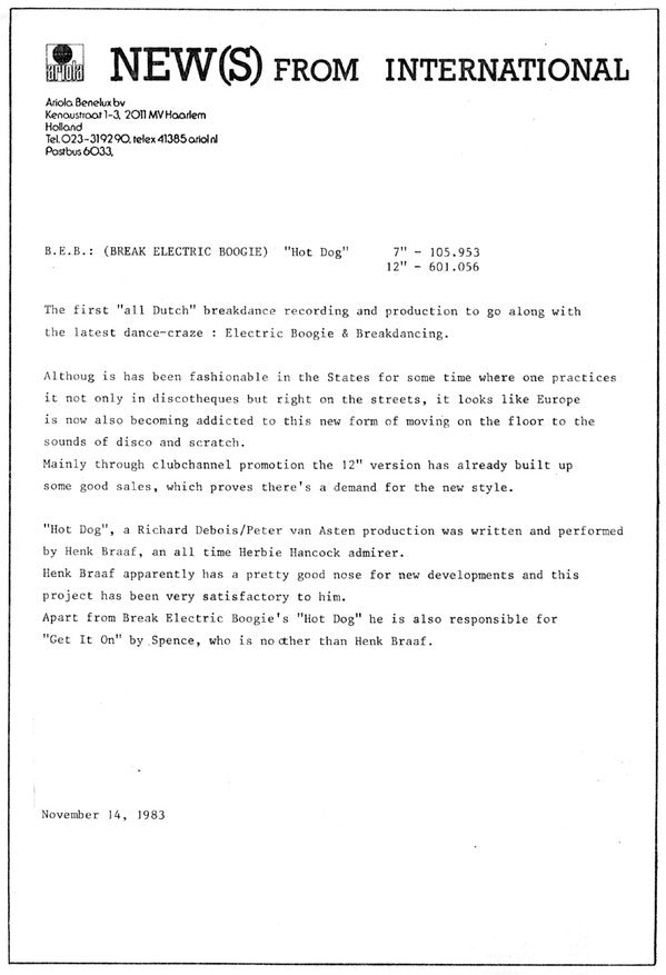 B.E.B. : Hotdog (12", Maxi)