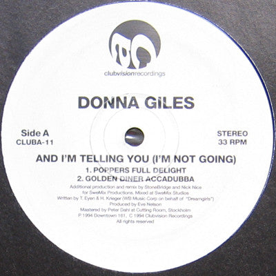 Donna Giles : And I'm Telling You (I'm Not Going) (12", Single)