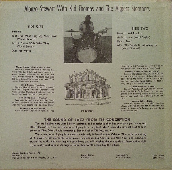 Alonzo Stewart With Kid Thomas And His Algiers Stompers : Dedicated To The Preservation Of Dixieland Jazz (LP)