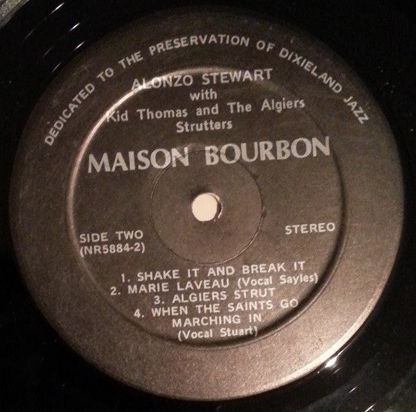 Alonzo Stewart With Kid Thomas And His Algiers Stompers : Dedicated To The Preservation Of Dixieland Jazz (LP)