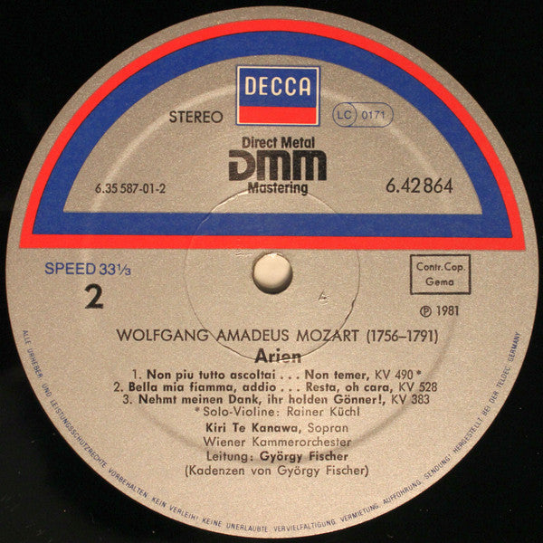 Kiri Te Kanawa, Wiener Kammerorchester, György Fischer, Wolfgang Amadeus Mozart : Mozart Concert Arias - Konzertarien - Airs De Concert (LP, Album)