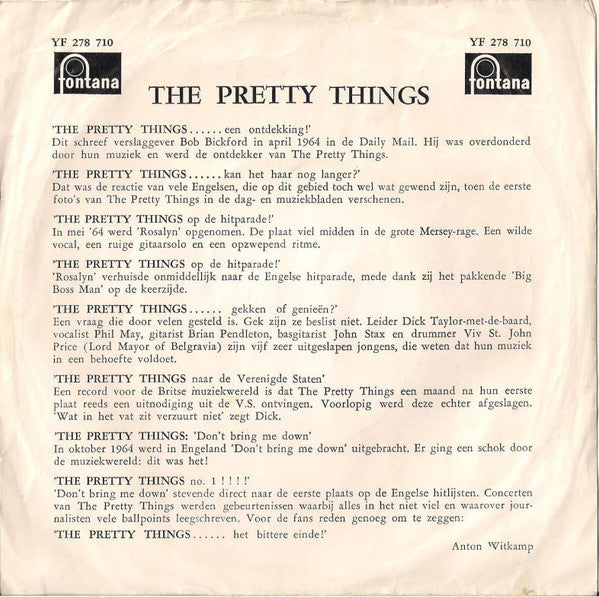 The Pretty Things : Rosalyn  (7", Mono)