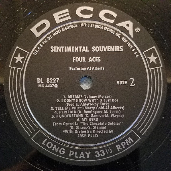 The Four Aces Featuring Al Alberts : Sentimental Souvenirs (LP, Mono)