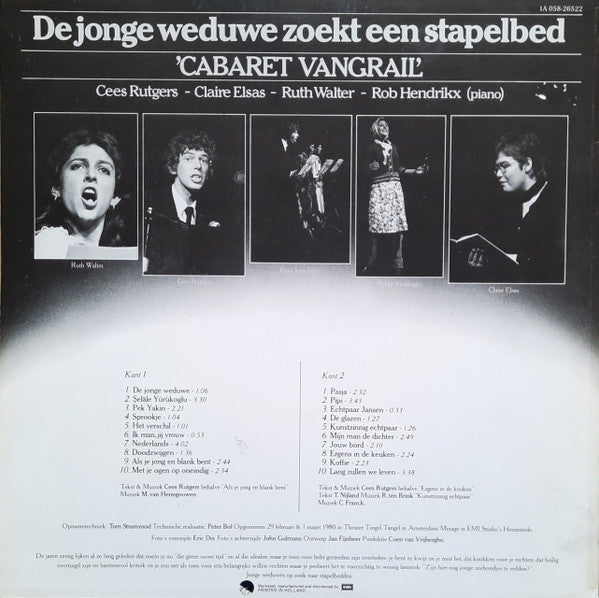 Cabaret Vangrail : De Jonge Weduwe Zoekt Een Stapelbed (LP, Album)