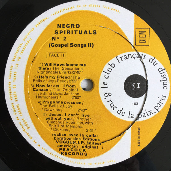 Various : Negro Spirituals N° 2 (Gospel Songs II) (10", Comp)