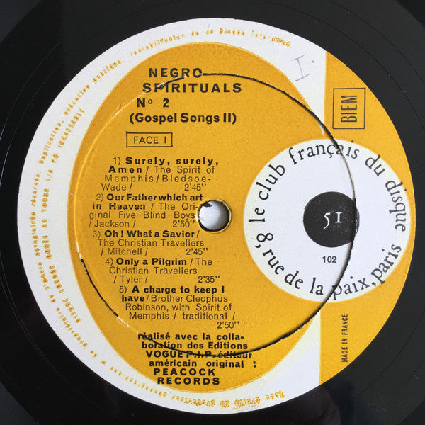 Various : Negro Spirituals N° 2 (Gospel Songs II) (10", Comp)