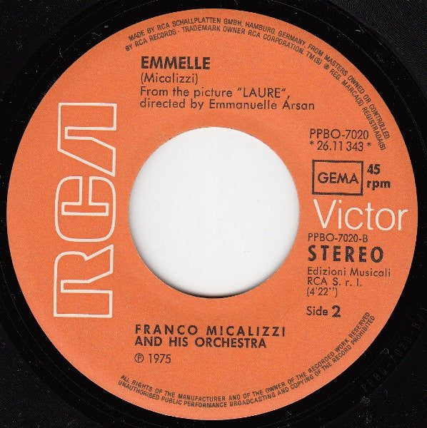Emmanuelle Arsan / Franco Micalizzi E La Sua Orchestra : Laure / Emmelle (7")