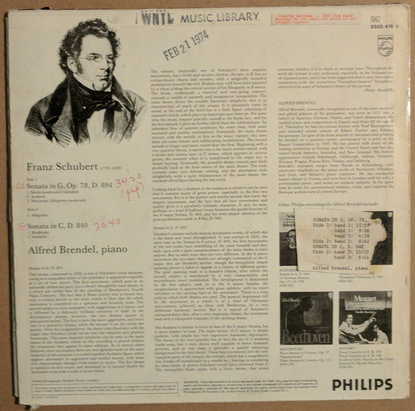 Schubert* - Alfred Brendel : Sonatas In G, D.894 And In C, D.840 (LP)