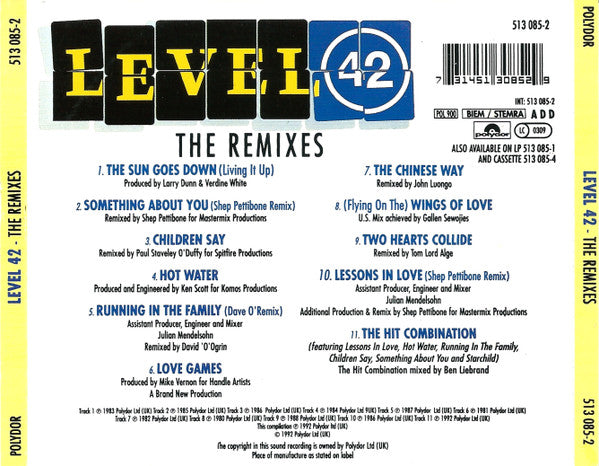 Level 42 : The Remixes (CD, Comp)