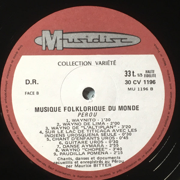 Maurice Bitter : Pérou (LP, RE)