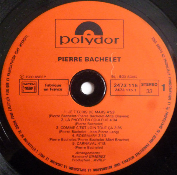 Pierre Bachelet : Elle Est D'ailleurs (LP, Album)