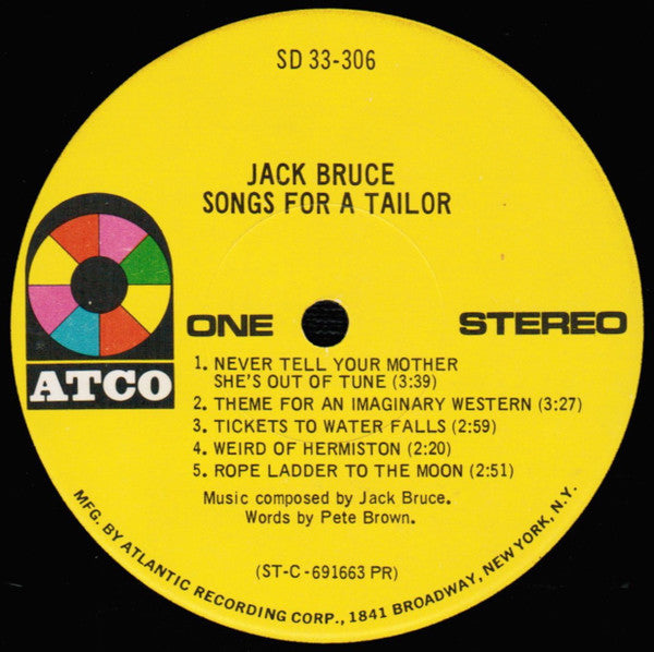 Jack Bruce : Songs For A Tailor (LP, Album, PR/)