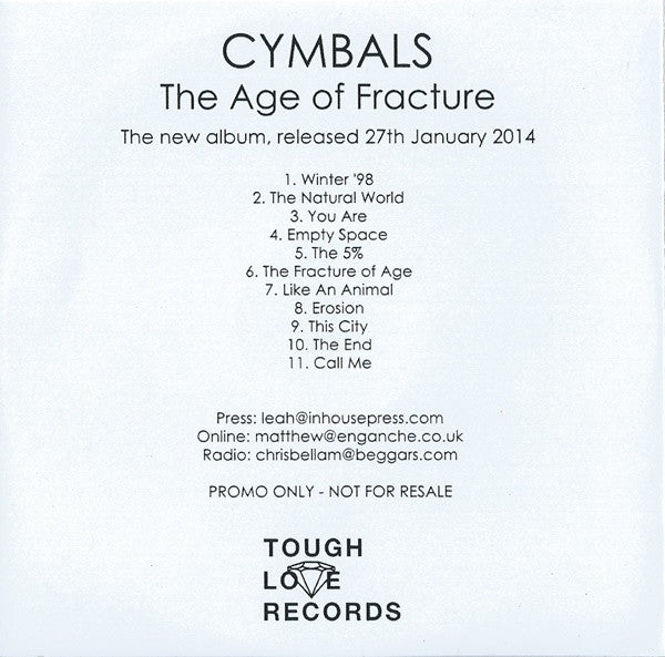 CYMBALS (3) : The Age Of Fracture (CDr, Album, Promo)