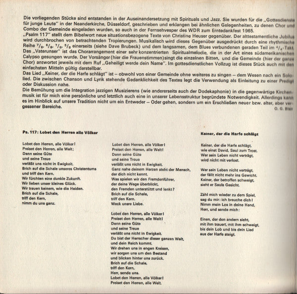 Chor Der Neanderkirche Düsseldorf / Oskar Gottlieb Blarr : Vater Unser (7", RE)