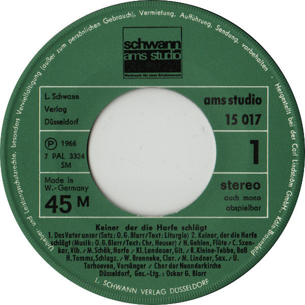 Chor Der Neanderkirche Düsseldorf / Oskar Gottlieb Blarr : Vater Unser (7", RE)