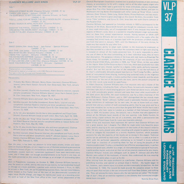 Clarence Williams' Jazz Kings : 1927 To 1929 New York Columbia Records In Chronological Order (LP, Comp, Mono)