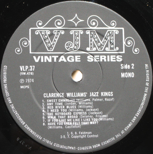 Clarence Williams' Jazz Kings : 1927 To 1929 New York Columbia Records In Chronological Order (LP, Comp, Mono)