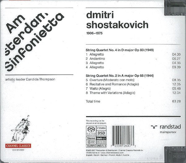 Dmitri Shostakovich, Amsterdam Sinfonietta : String Quartets 2 & 4 (SACD, Hybrid, Multichannel, Album)