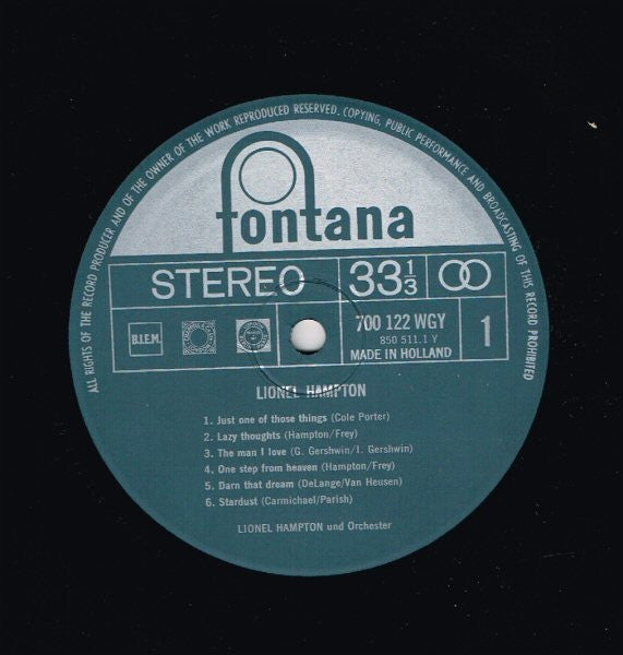Lionel Hampton : A Study In High Fidelity Sound (LP)