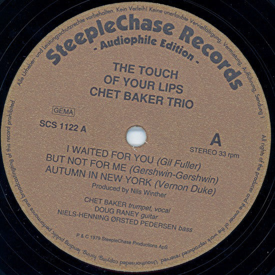 Chet Baker : The Touch Of Your Lips (LP, Album, RE, 180)