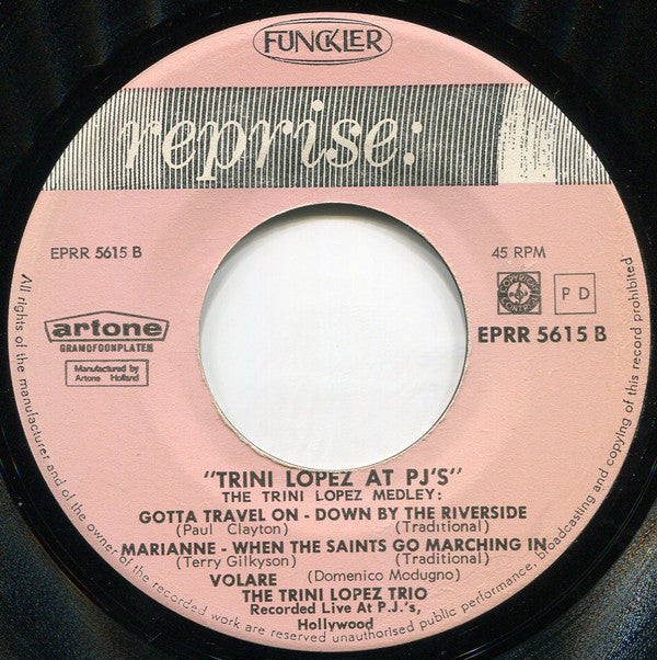 The Trini Lopez Trio : Trini Lopez At PJ's (7", EP, Mono)