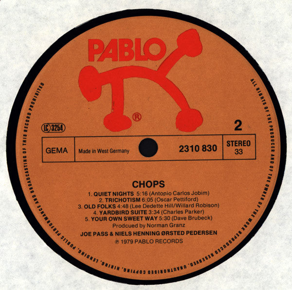 Joe Pass And Niels-Henning Ørsted Pedersen : "Chops" (LP, Album)