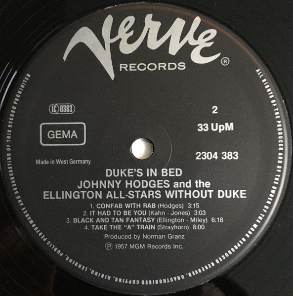 Johnny Hodges And The Ellington All-Stars Without Duke : Duke's In Bed (LP, Album, Mono, RE)