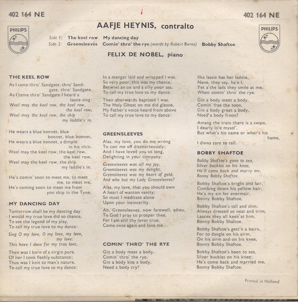 Aafje Heynis, Felix De Nobel : British Folksongs (7", EP)