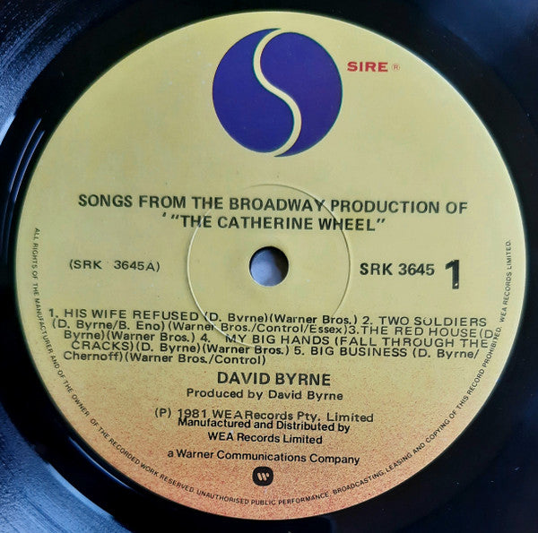 David Byrne : Songs From The Broadway Production Of "The Catherine Wheel" (LP)