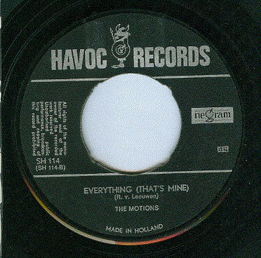 The Motions : Everything (That's Mine) (7", Single)