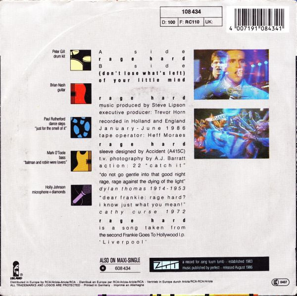 Frankie Goes To Hollywood : Rage Hard (7", Single)