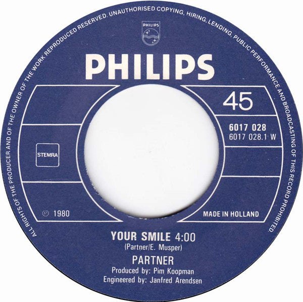 Partner : Your Smile / Quitting The Fool's Parade (7")
