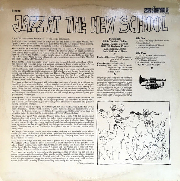 Eddie Condon, Wild Bill Davison, Kenny Davern, Dick Wellstood, Gene Krupa : Jazz At The New School (LP, Album)