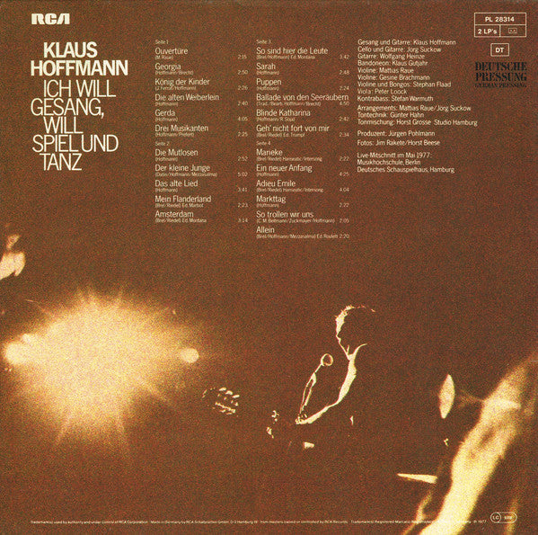 Klaus Hoffmann : Ich Will Gesang, Will Spiel Und Tanz (2xLP, Album, Gat)