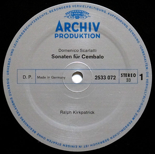 Domenico Scarlatti, Ralph Kirkpatrick : Sonaten Für Cembalo (LP)