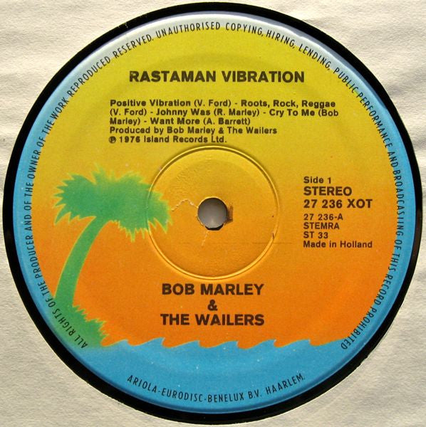 Bob Marley & The Wailers : Rastaman Vibration (LP, Album, Gat)
