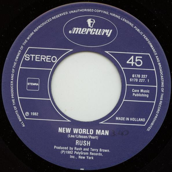 Rush : New World Man (7", Single)