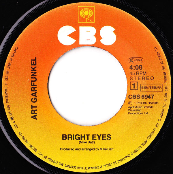 Art Garfunkel : Bright Eyes (7", Single)