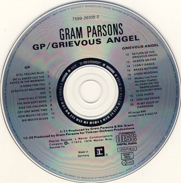 Gram Parsons : GP / Grievous Angel (CD+G, Comp, RP)