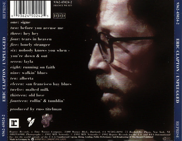 Eric Clapton : Unplugged (CD, Album, RP, Cin)