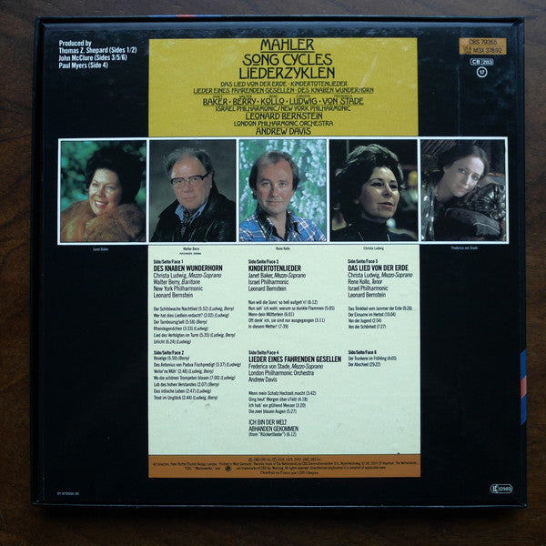 Mahler*, Leonard Bernstein, Andrew Davis : Song Cycles = Liederzyklen (3xLP + Box, Comp)
