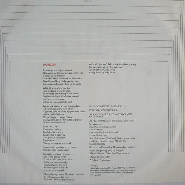 Jon & Vangelis : Private Collection (LP, Album)
