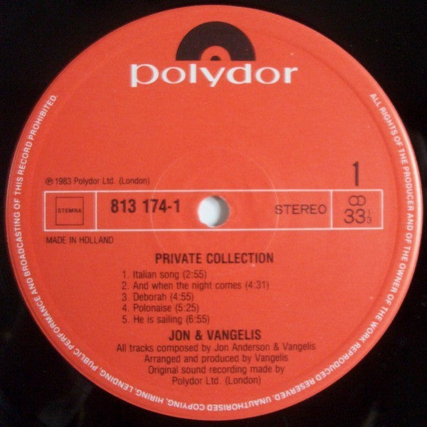 Jon & Vangelis : Private Collection (LP, Album)