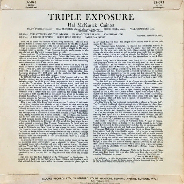 Hal McKusick : Triple Exposure (LP, Album, Mono)
