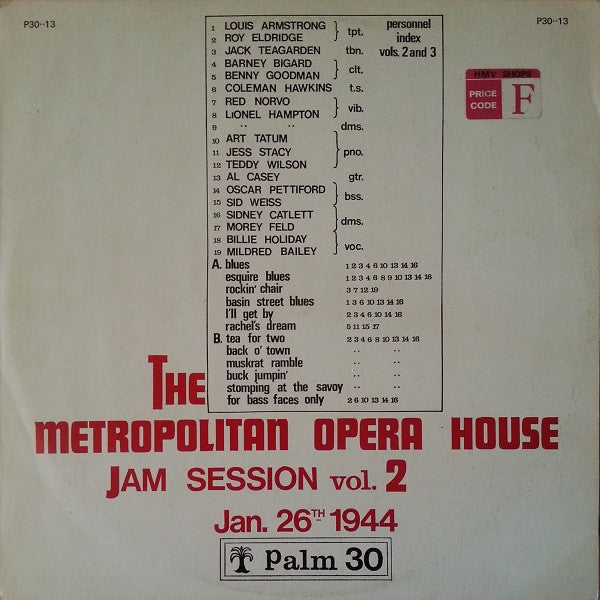 Various : Vol. 2 - The Metropolitan Opera House Jam Session (Jan. 26th 1944) (LP, Album)