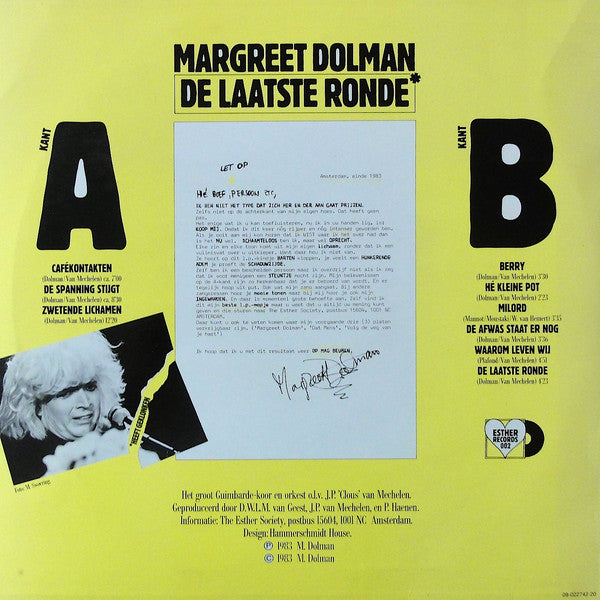 Margreet Dolman : De Laatste Ronde (Heeft Geklonken) (LP, Album)