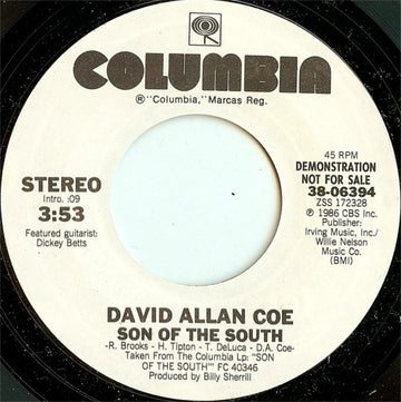 David Allan Coe : Son Of The South (7", Promo)